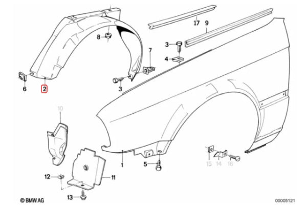 BMW E30 M3 Front Left Wheel Housing Cover - 51711935841