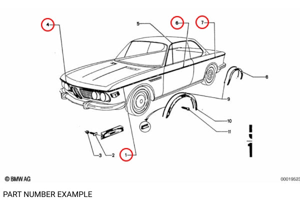 BMW E9 Belt Trim Set with Hardware (7 Piece)