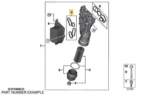 BMW Oil Cooler Gasket Set for B3x B4x - 11428591461