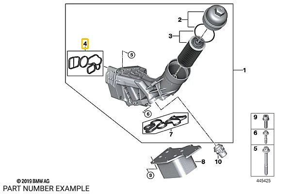 BMW Oil Filter Housing Gasket Set for B46 B48 - 11425B3A1A5