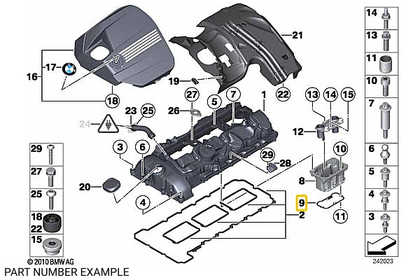 BMW Spark Plug Recess Gasket for N20 N26 N55 S55 - 11127589830