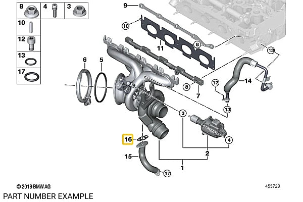 Oil Line Outlet Gasket on Turbo for B46 B48 - 11429487723