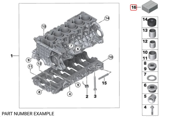 Genuine BMW Engine Block Fastener Set for N54 N55 - 11110426591