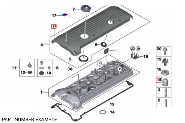 Genuine BMW Engine Cap Nut for S54 - 11121401517