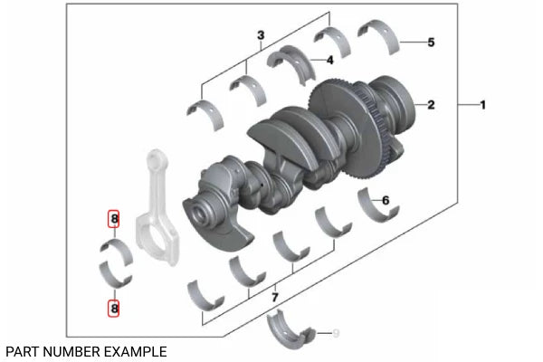 Genuine BMW Upper Connecting Rod Bearing - Blue - 11247628035