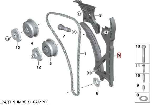 Genuine BMW Timing Chain Tensioner with Guide Rail - 11317585020