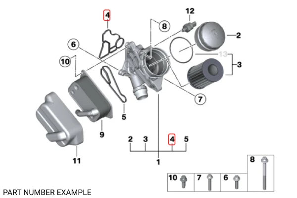 Genuine BMW Oil Filter Housing Gasket Kit - 11428637821