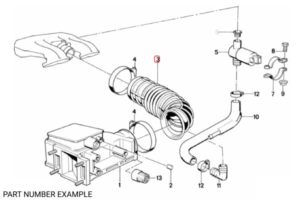 Genuine BMW Rubber Intake Boot for E30 - 13711709754