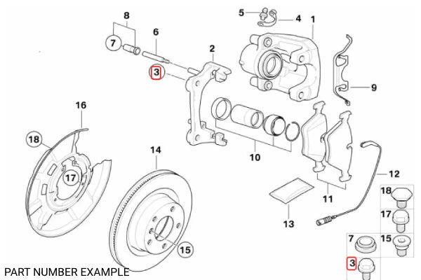 Genuine BMW Brake Caliper Mounting Bolt - 34203414763