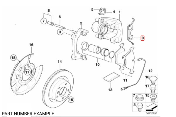 Genuine BMW Rear Brake Caliper Retaining Spring - 34211157046