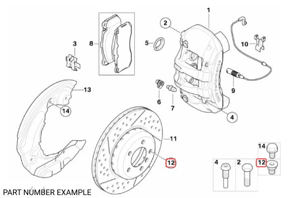 Genuine BMW Brake Rotor Screw - M8 x 14 - 34211161806