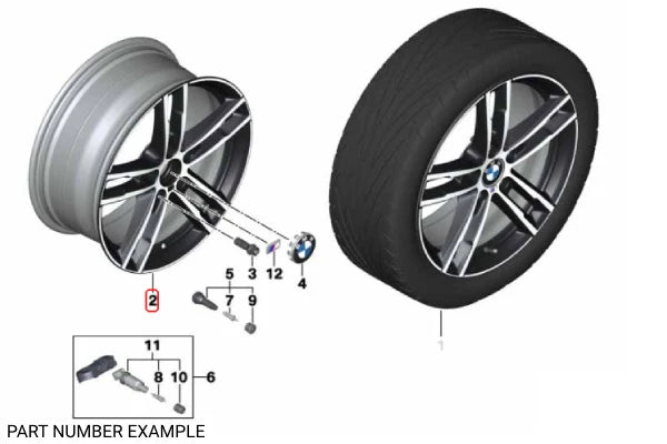 Genuine BMW Light Alloy Wheel M Double-Spoke 719 - 36118074185