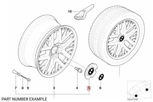 Genuine BMW Wheel Cap for Style 75 Double Spoke - 36136751034
