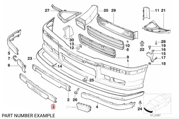 Genuine BMW Front Bumper Impact Strip E36 M3 - 51112233378