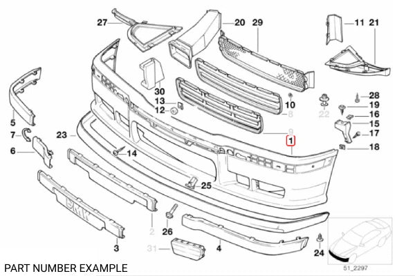 Genuine BMW M-Tech Front Bumper for E36 - 51112233841
