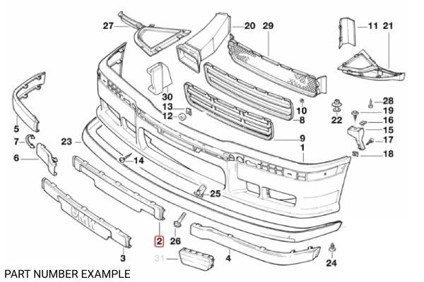 Genuine BMW Mould Centre Front Bumper Bar E36 - 51112265632