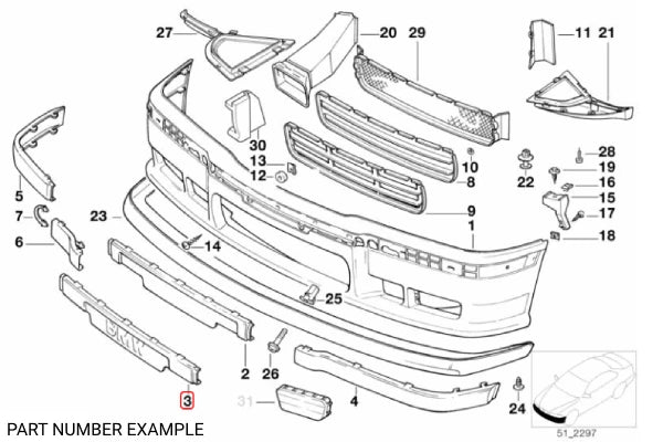 Genuine BMW Front Bumper Impact Strip for E36 M3 - 51112265636