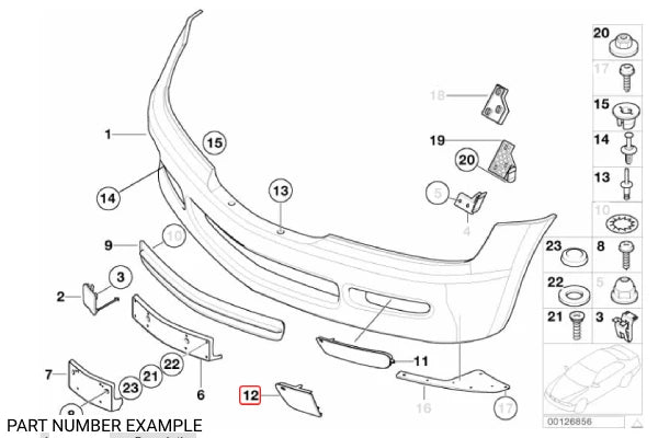 Genuine BMW Fog Light Cover for Bumper - Left - 51118399333