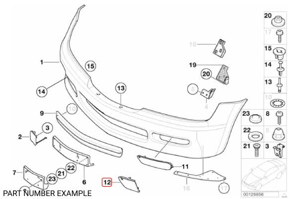 Genuine BMW Fog Light Cover for Bumper - Right - 51118399334