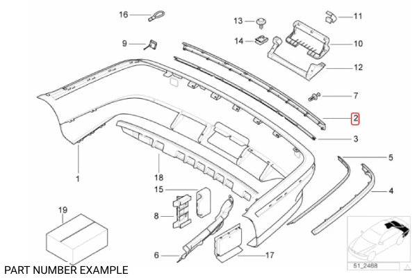 Genuine BMW Rear Bumper Moulding Centre - 51128159376
