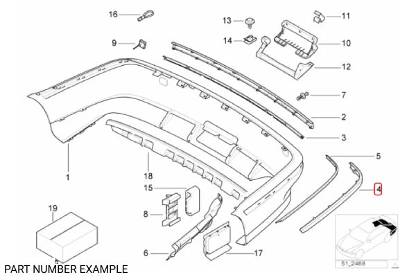 Genuine BMW Rear Bumper Trim Left - 51128159377