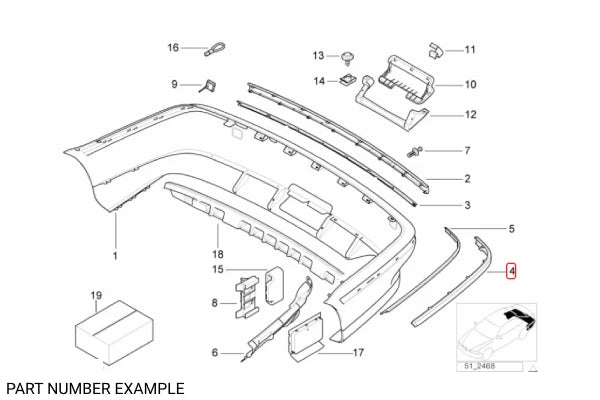 Genuine BMW Rear Bumper Trim Right - 51128159378