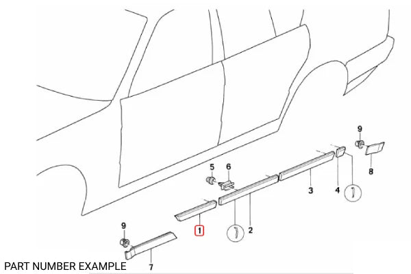 Genuine BMW Front Quarter Moulding Left - E34 - 51131944941