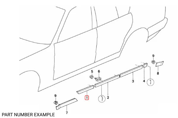 Genuine BMW Front Quarter Moulding Right - E34 - 51131944942
