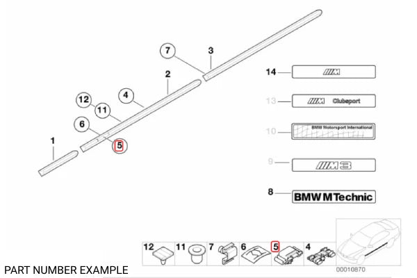 Genuine BMW Trim Clamp for M-Tech Side Mouldings E36 - 51132251394