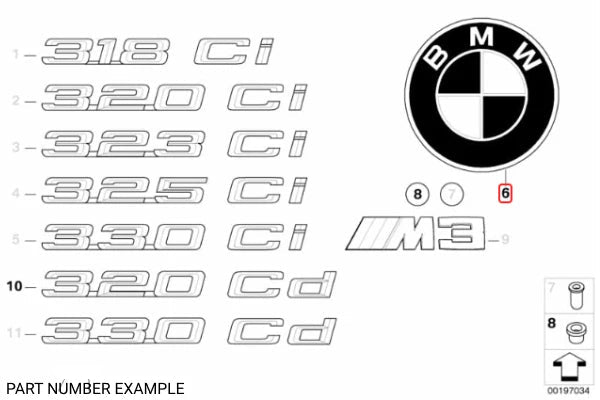 Genuine BMW Boot Emblem for E46 Convertible - 51137019946
