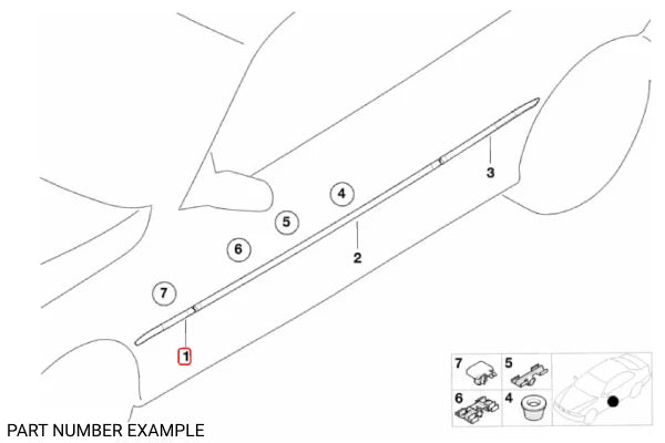 Genuine BMW E46 M3 Front Quarter Moulding - Left - 51137893677