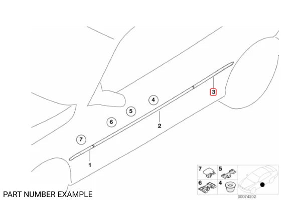 Genuine BMW Quarter Panel Moulding Left for E46 M3 - 51137893679