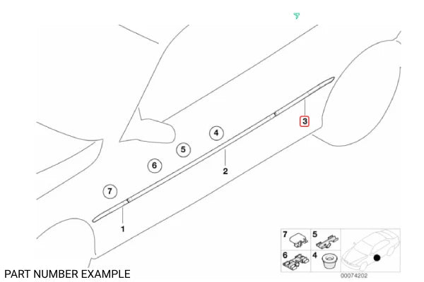 Genuine BMW Quarter Panel Moulding Right for E46 M3 - 51137893680