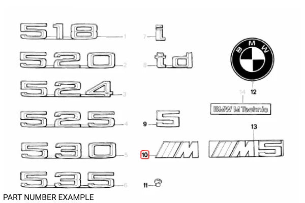 Genuine BMW Rear ///M Badge for E34 M5 - 51141946169