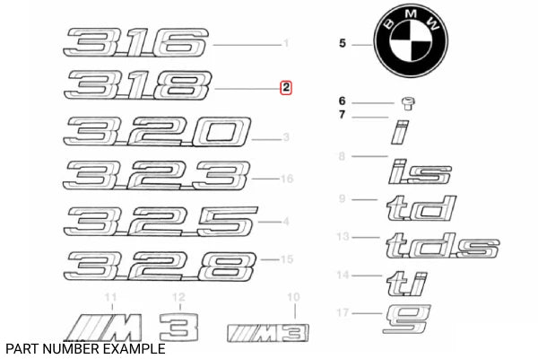 Genuine BMW '318' Boot Emblem for E36 - 51141960222