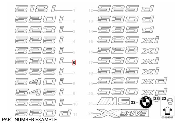 Genuine BMW Rear Boot Emblem for 530i E60 - 51147039786