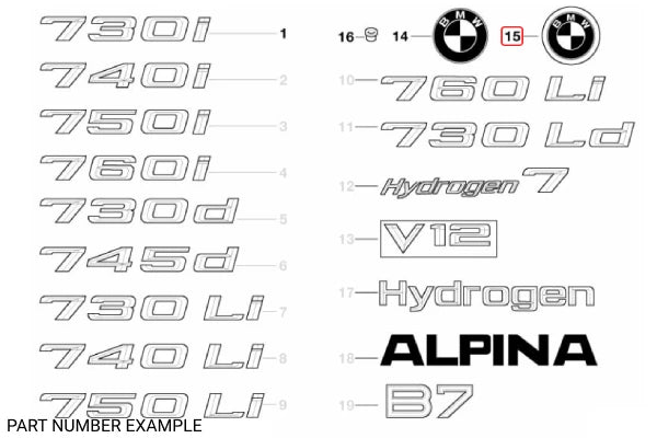 Genuine BMW Boot Emblem for E65 E66 E67 - 51147135356
