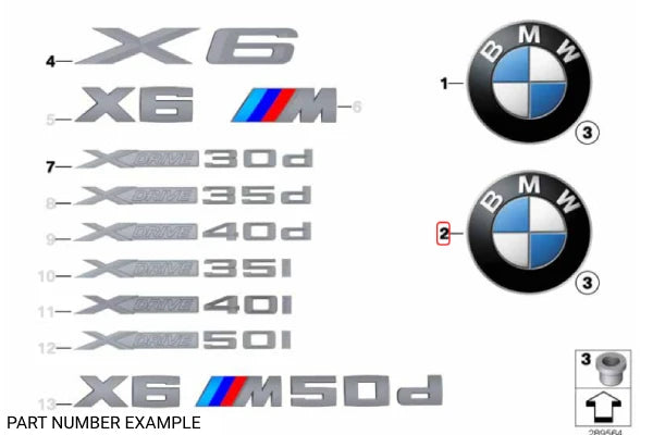 Genuine BMW Bonnet Emblem for X6 - 51147196559