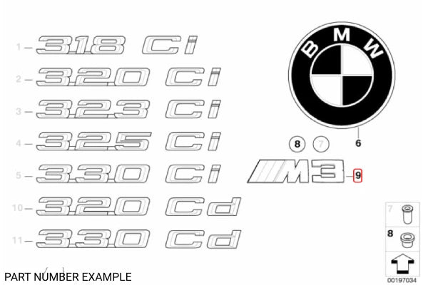 Genuine BMW M3 Boot Emblem for E46 M3 - 51147893655