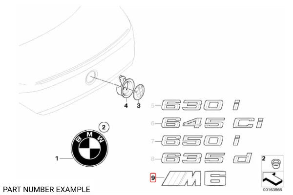 Genuine BMW M6 Rear Emblem - 51147898225