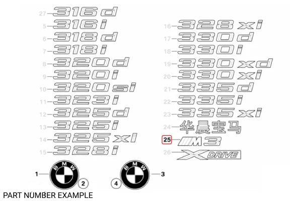 Genuine BMW M3 Rear Emblem for E9x - 51148041901