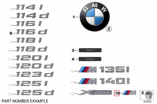 Genuine BMW 'M' Dark Chrome Front Fender Badge - 51148058881