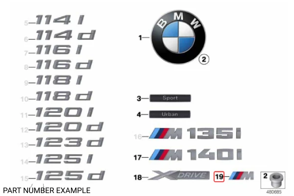 Genuine BMW Front Quarter ///M Badge for F Series - 51148058882