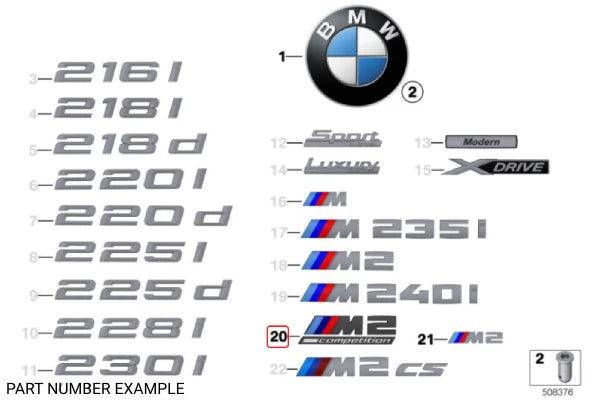 Genuine BMW M2 Competition Black Boot Emblem - 51148079564