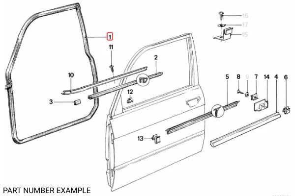 Genuine BMW Front Left Door Seal for E28 - 51211874877