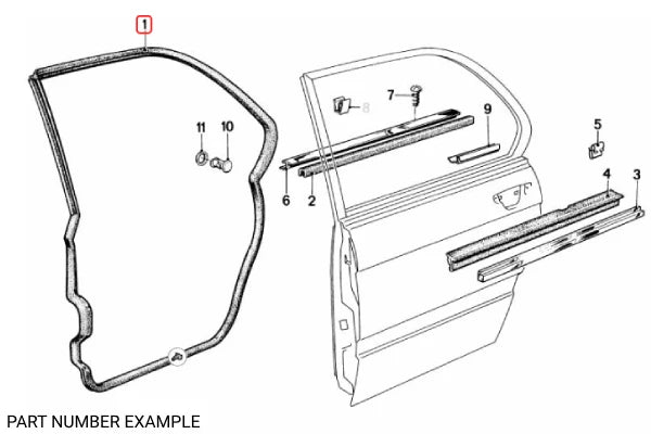 Genuine BMW Door Seal Rear Right for E28 - 51211874880