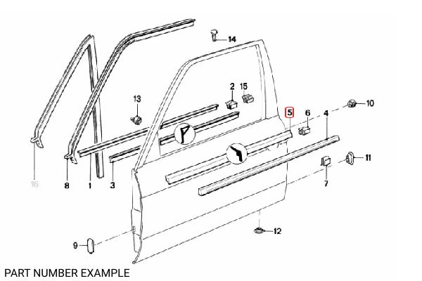 Genuine BMW Front Door Weather Strip Outer Left - 51211913057