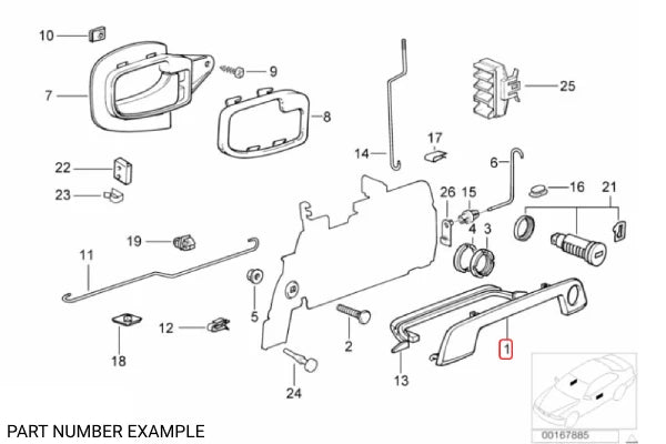 Genuine BMW Exterior Door Handle Cover with Gasket - Left - 51218400195