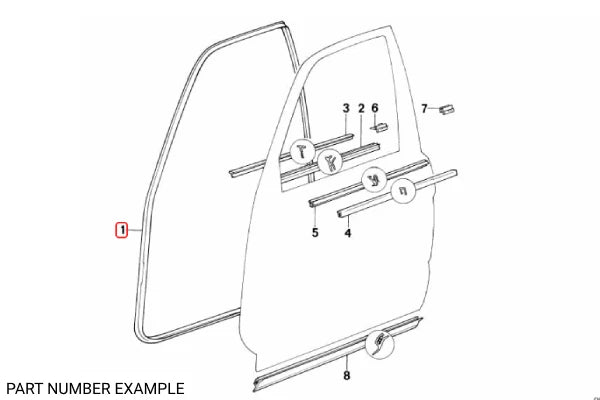 Genuine BMW Front Inner Door Seal Left for E34 - 51219061483
