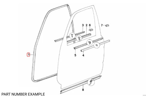 Genuine BMW Front Inner Door Seal Right for E34 - 51219061484